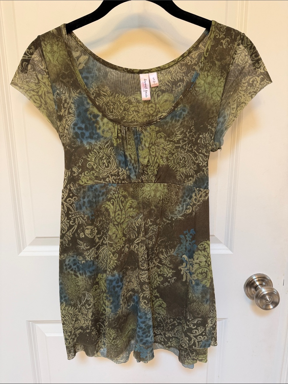 sweet pea Olive Printed Scoop Neck Tunic